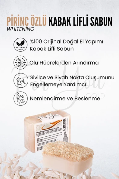 FOR YOU GOLD Kabak Lifli %100 Doğal El Yapımı Pirinç Özlü Whitening Sabun - 2