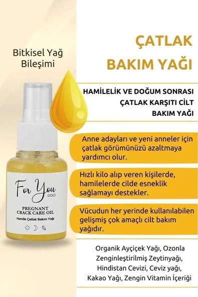 FOR YOU GOLD Çatlak Karşıtı Cilt Bakım Yağı & Hamile Çatlak Bakım Yağı - 5