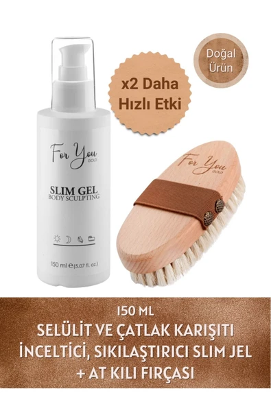 FOR YOU GOLD Slim Jel Inceltici-sıkılaştırıcı-toparlayıcı-çatlak Karşıtı Ve Selülit Kremi 150 ml At Kılı Fırçası - 2