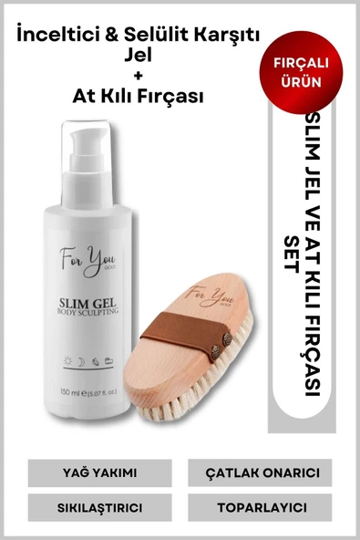 FOR YOU GOLD Slim Jel Inceltici-sıkılaştırıcı-toparlayıcı-çatlak Karşıtı Ve Selülit Kremi 150 ml At Kılı Fırçası