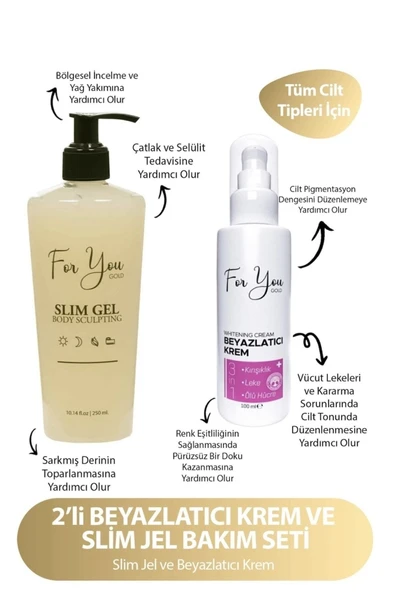 FOR YOU GOLD Slim Jel - Çatlak Karşıtı - Sıkılaştırıcı - Selülit Jeli & Beyazlatıcı Krem - 2