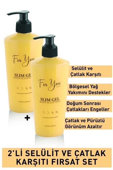 FOR YOU GOLD Slim Jel Inceltici-sıkılaştırıcı-yağ Yakıcı–bölgesel Incelme-çatlak Karşıtı Ve Selülit Kremi(2 Adet) - 2