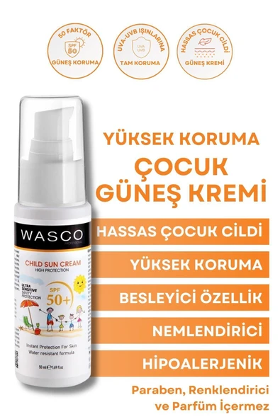WASCO Bebek ve Çocuklar İçin Spf50+ Çok Yüksek Koruma Faktörlü Güneş Kremi - 2
