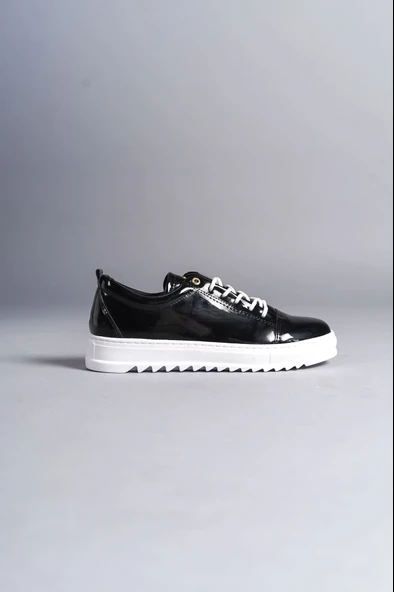 ET152 Cool Bağcıklı Rugan Erkek Günlük Spor Klasik Ayakkabı BT - Siyah - Resim 4