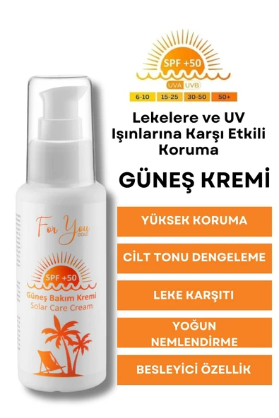 FOR YOU GOLD Güneş Kremi Leke Karşıtı, Yüksek Korumalı Spf50+ Faktörlü 100 Ml Güneş Kremi - 2