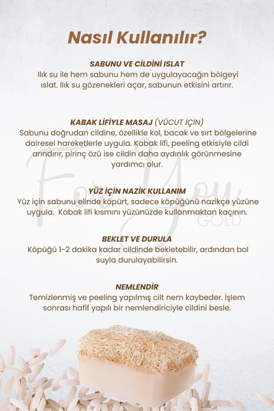 FOR YOU GOLD Kabak Lifli %100 Doğal El Yapımı Pirinç Özlü Whitening Sabun - 3