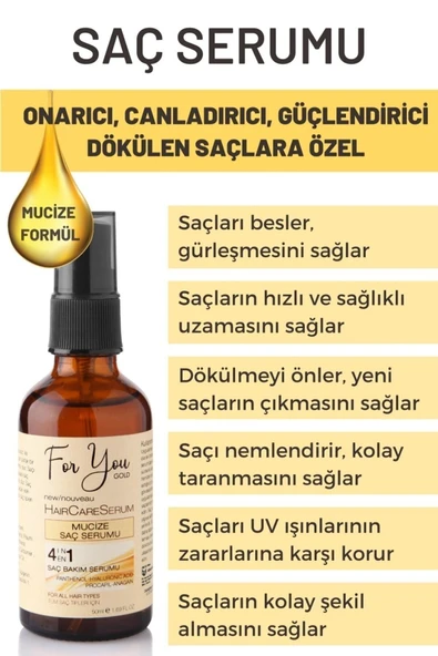 FOR YOU GOLD Onarıcı,güçlendirici,canlandırıcı Saç Bakım Serumu (aşırı Yıpranmış Ve Dökülen Saçlara Özel)50 Ml - 4