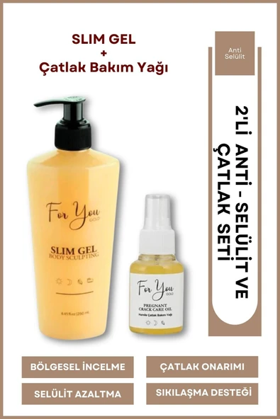 FOR YOU GOLD Slim Jel (slimgel) Selülit Jeli Ve Çatlak Oluşumunu Azaltmaya Yardımcı Çatlak Bakım Yağı&çatlak Seti