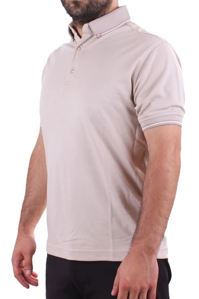 Twister 2305 Bej Günlük Kısa Kol Normal Kesim Pamuklu Polo Yaka Erkek Tişört - 3