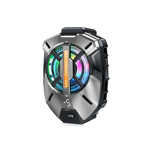 PMR FS09 Kıskaçlı Cep Telefonu Soğutucu | RGB Işıklı, Dijital Ekranlı, 3 Kademeli Fan