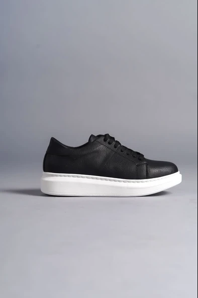 ET151 Boost Bağcıklı Cilt Erkek Günlük Sneaker Ayakkabı BT - Siyah - Resim 4