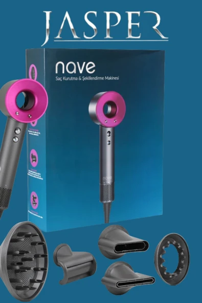 Jasper Nave Hd-002 Yeni Nesil Dc Turbo Motor Saç Şekillendirici, Kurutma Fön Makinesi