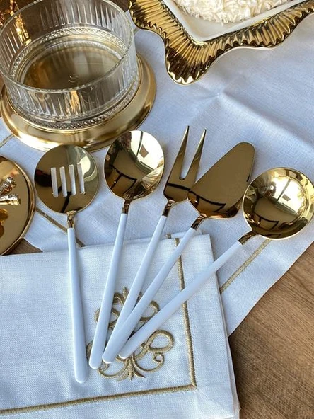 Allegra White Gold 5 Parça Servis Kaşık Seti - 2