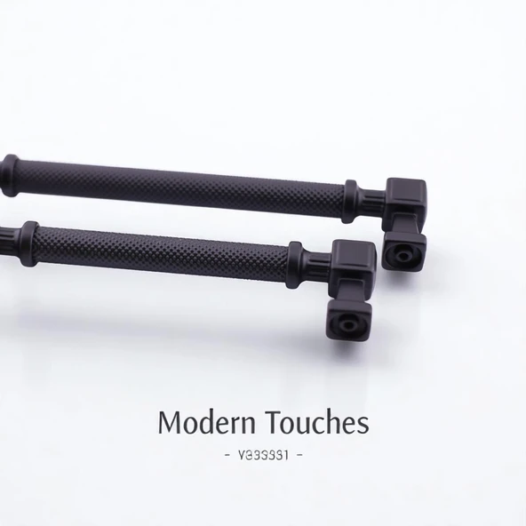Grip Desenli Mat Siyah Metal Kulp 128 mm Mobilya Çekmece Mutfak Dolabı Dolap Modern Kapak Kulpları - Resim 5