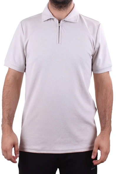 Twister 2290 Gri Günlük Kısa Kol Normal Kesim Pamuklu Fermuarlı Polo Yaka Erkek Tişört - 2
