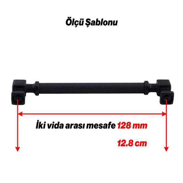 Grip Desenli Mat Siyah Metal Kulp 128 mm Mobilya Çekmece Mutfak Dolabı Dolap Modern Kapak Kulpları - Resim 2