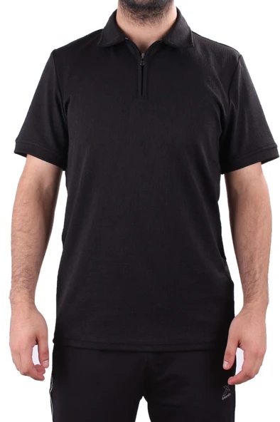 Twister 2290 Siyah Günlük Kısa Kol Normal Kesim Pamuklu Fermuarlı Polo Yaka Erkek Tişört - 2