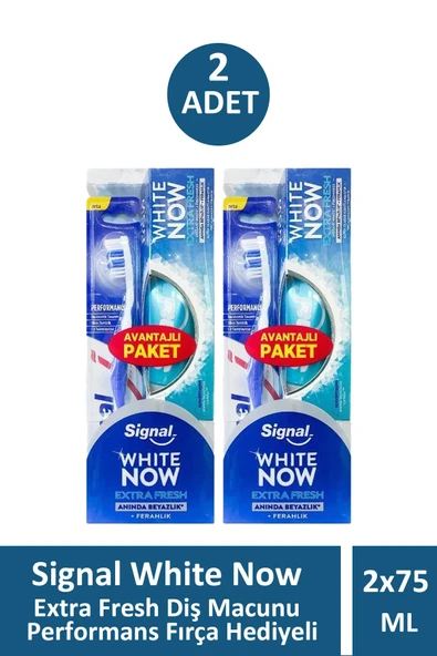 Signal White Now Extra Fresh Diş Macunu 75 ml + Performans Fırça Hediyeli 2 Adet