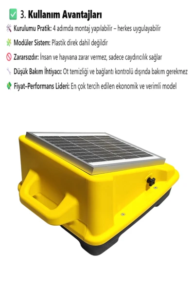 Elektrikli Çit Teli Sistemi Seti Güneş Panelli Kompack200 - 3