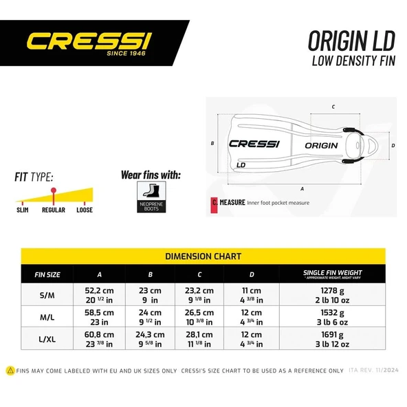 Cressi Origin LD Dalış Paleti  BLUE L/XL - 5