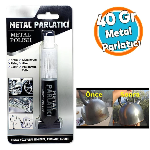 Metal Parlatıcı 40 Gram Krem Temizle Parlat Koruma Nikel Gümüş Alüminyum Bakır Prinç Cilalama 1 Adet