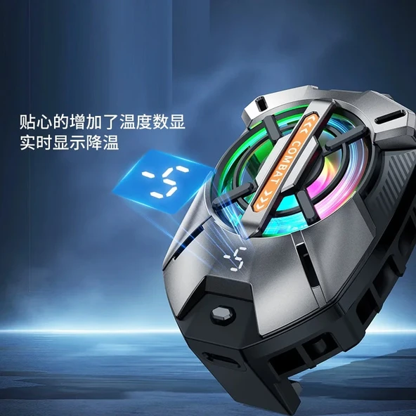 PMR FS09 Kıskaçlı Cep Telefonu Soğutucu | RGB Işıklı, Dijital Ekranlı, 3 Kademeli Fan - 3