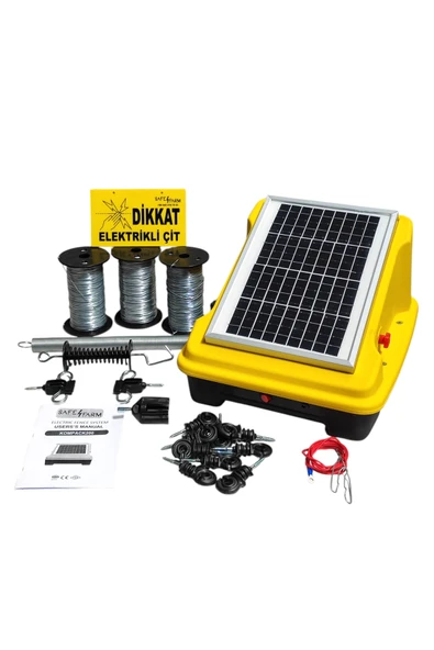 Elektrikli Çit Teli Sistemi Seti Güneş Panelli Kompack200
