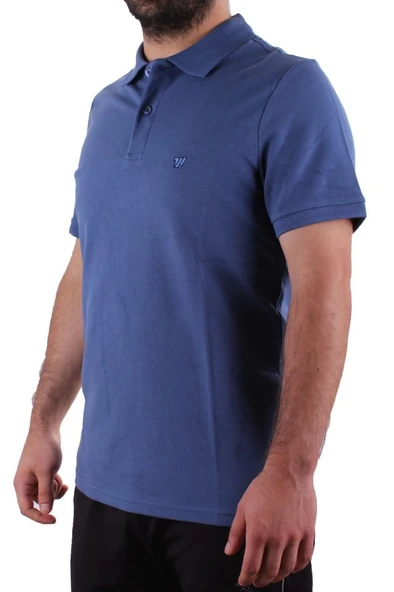 Twister 2341 İNdigo Günlük Kısa Kol Normal Kesim Pamuklu Polo Yaka Erkek Tişört - 3