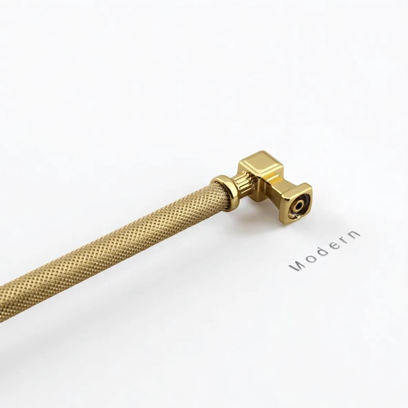 Grip Desenli Gold Altın Metal Kulp 128 mm Mobilya Çekmece Mutfak Dolabı Dolap Modern Kapak Kulpları - 3
