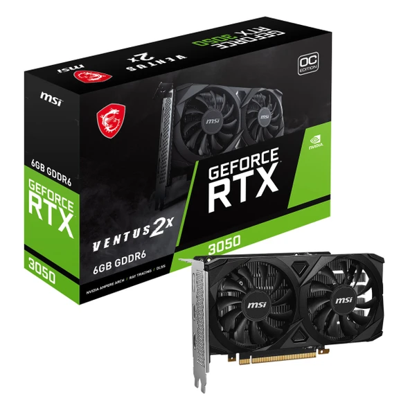 MSI Ventus 2X E GeForce RTX 3050 OC 6GB GDDR6 96Bit HDMI/DP Ekran Kartı ürün görseli 1