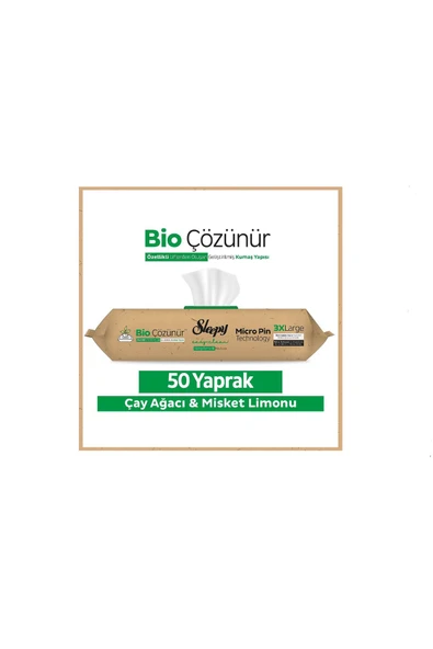 Sleepy Easy Clean Bio Çözünür Çay Ağacı ve Misket Limonu Yüzey Temizlik Havlusu 50 Yaprak