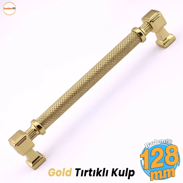 Grip Desenli Gold Altın Metal Kulp 128 mm Mobilya Çekmece Mutfak Dolabı Dolap Modern Kapak Kulpları