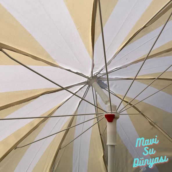 Plaj Deniz Balkon Şemsiyesi | Sentetik Kumaşlı Şemsiye | Bidonsuz| Eğilebilir |2 Metre Şemsiye - 9