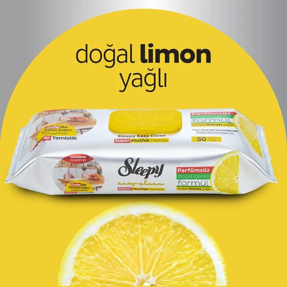 Sleepy Easy Clean Limon Yağlı Süper Mutfak Havlusu 50 yaprak - Resim 3
