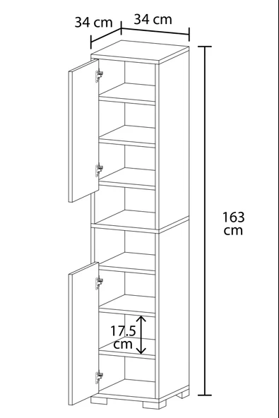 Tokyo No 2 Raflı 2 Kapaklı Genç Odası Dolabı - 2