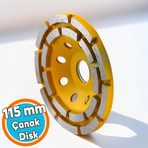 Çanak Disk Beton Mermer Granit Taşlama Elmas Yüzey Silme Temizleme Çift Sıra Segmanlı 115 mm ürün görseli 1
