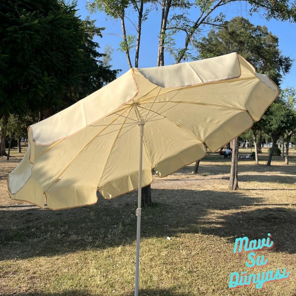 Plaj Deniz Balkon Şemsiyesi | Sentetik Kumaşlı Şemsiye | Bidonsuz| Eğilebilir |2 Metre Şemsiye - 3