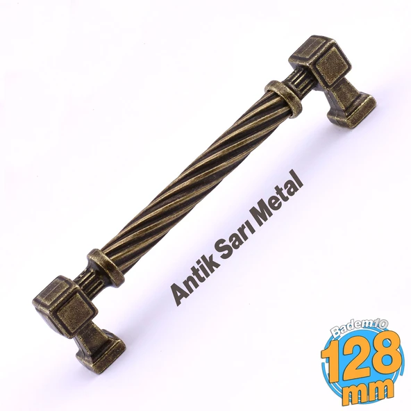 Burma Antik Sarı Eskitme Metal Kulp 128 mm Mobilya Çekmece Mutfak Dolabı Dolap Modern Kapak Kulpları