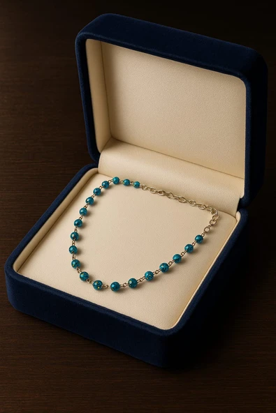 El Yapımı Lamba İşi Cam Boncuk Kolye - Mystic Blue - 2