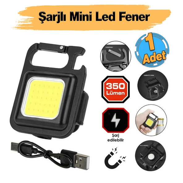 Mıknatıslı Mini Led El Feneri Anahtarlık Tipi Taşınabilir Kamp Lambası Şişe Açacağı 350 Lümen 2 Watt