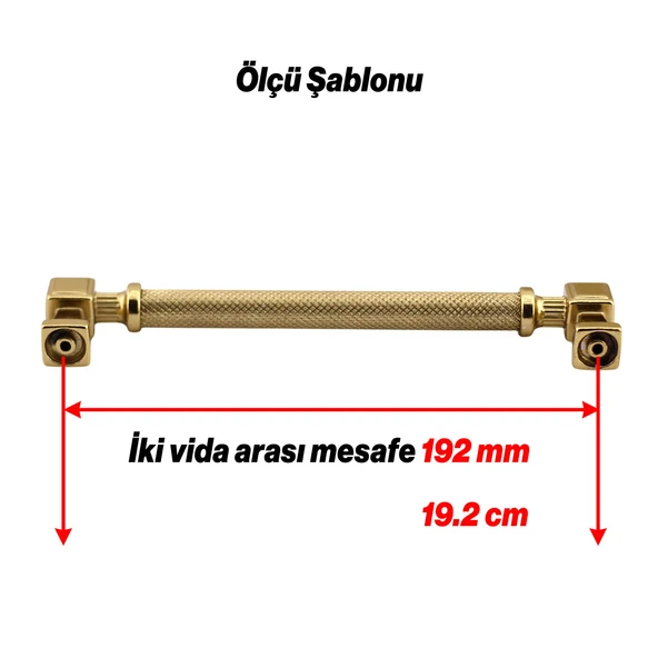 Grip Desenli Gold Altın Metal Kulp 192 mm Mobilya Çekmece Mutfak Dolabı Dolap Modern Kapak Kulpları - 2