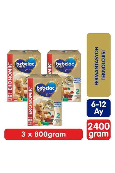 BEBELAC Gold 2 Devam Sütü 6-12 Ay 800 Gr x 3 Adet 2400 Gr
