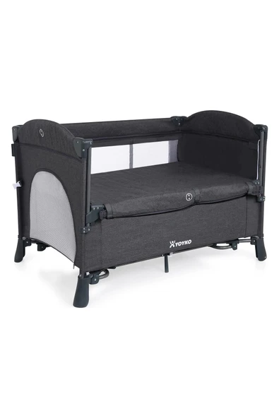 YOYKO Exclusive Comfort 8 In 1 Anne Yanı Park Yatak Oyun Parkı 70x110 - Koyu Gri - 3