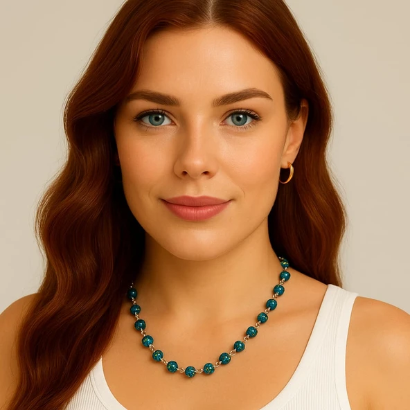 El Yapımı Lamba İşi Cam Boncuk Kolye - Mystic Blue