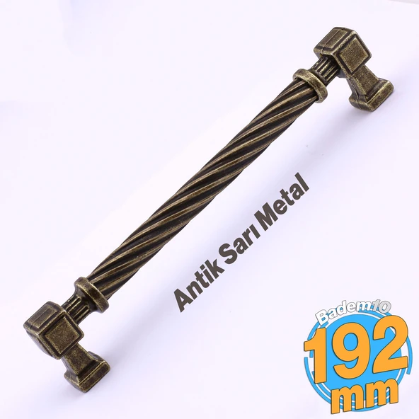 Burma Antik Sarı Eskitme Metal Kulp 192 mm Mobilya Çekmece Mutfak Dolabı Dolap Modern Kapak Kulpları