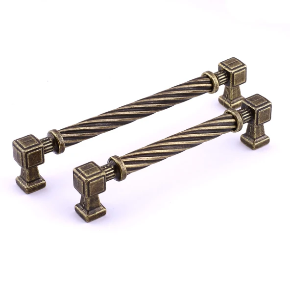 Burma Antik Sarı Eskitme Metal Kulp 192 mm Mobilya Çekmece Mutfak Dolabı Dolap Modern Kapak Kulpları - 3
