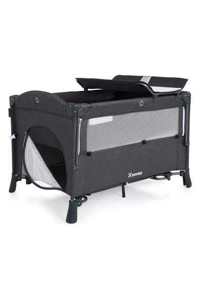 YOYKO Exclusive Comfort 8 In 1 Anne Yanı Park Yatak Oyun Parkı 70x110 - Koyu Gri - 4