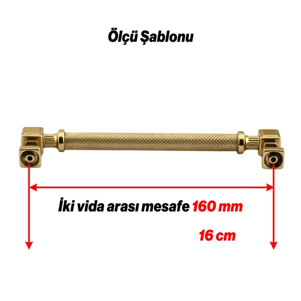 Grip Desenli Gold Altın Metal Kulp 160 mm Mobilya Çekmece Mutfak Dolabı Dolap Modern Kapak Kulpları - 2