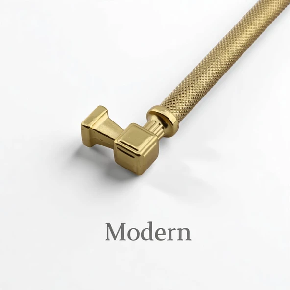 Grip Desenli Gold Altın Metal Kulp 192 mm Mobilya Çekmece Mutfak Dolabı Dolap Modern Kapak Kulpları - 6