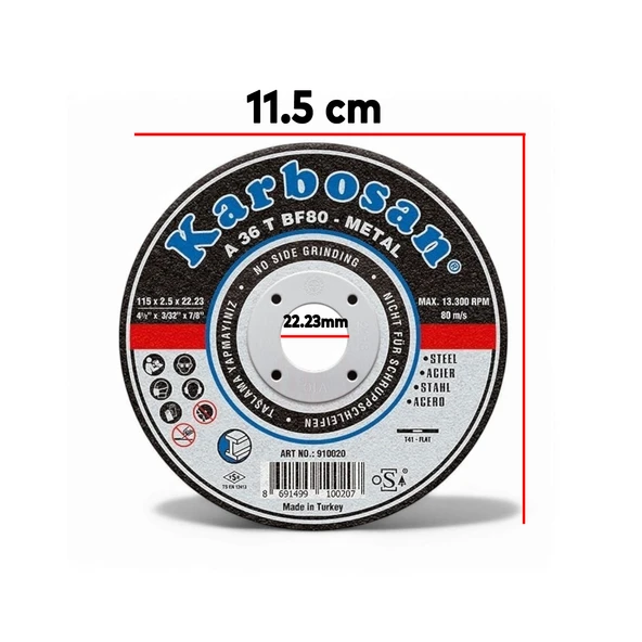 Metal Kesici Taş Disk Taşlama Spiral Demir Kesme Diski 115x2.5x22.23 mm - 2